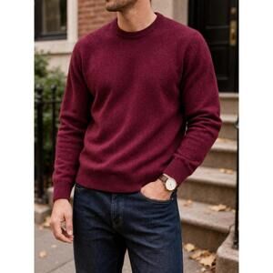 Club Room 100% Cashmere Sweater Men's Burgundy Crewneck Soft Luxury Size Medium